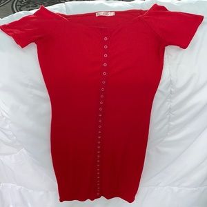 Red off the shoulder summer dress!